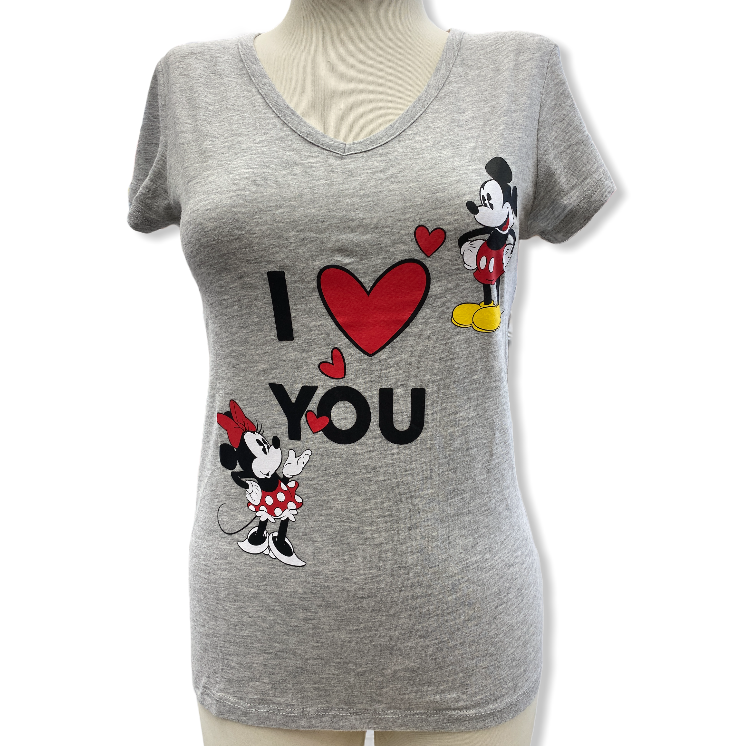 Tee Heather/Red Mickey and Minnie Heart