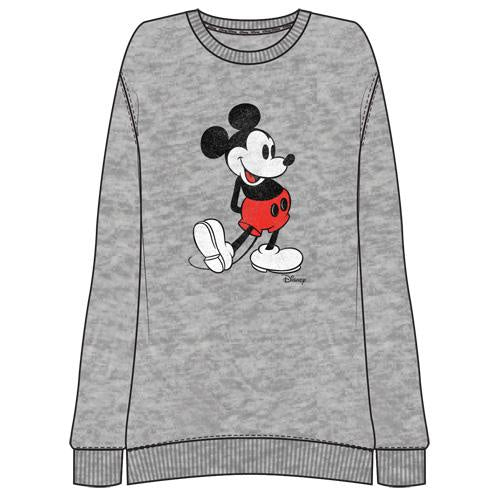 Adults Mickey Mouse Kick Across Pullover Crewneck, Gray