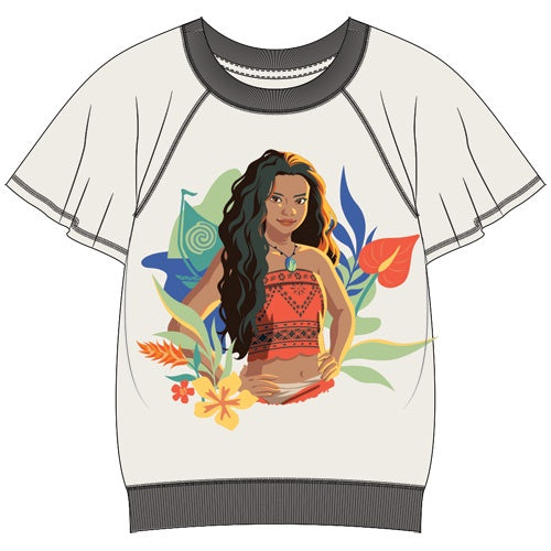 Girls Moana Island Flutter Sleeve Top