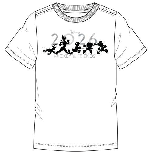 Disney Mickey & Friend Marching On 2026 Adult White Tee