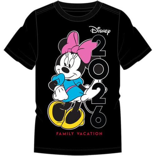 Disney Minnie 2026 Family Vacation Youth Tee Shirt Black”