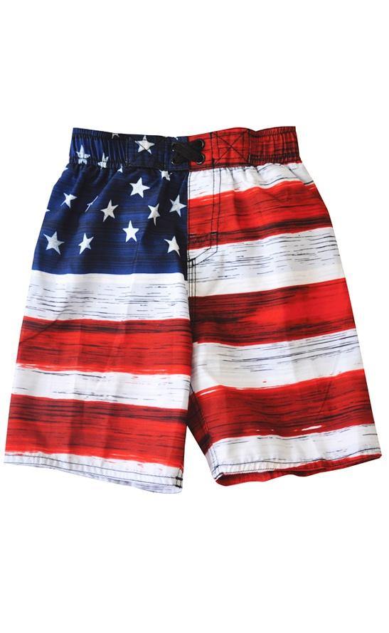 US Apparel Big Boys American Flag Inspired Board Shorts
