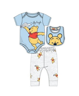 Winnie Newborn Boys 3pc Layette Set w/Bib Light Blue