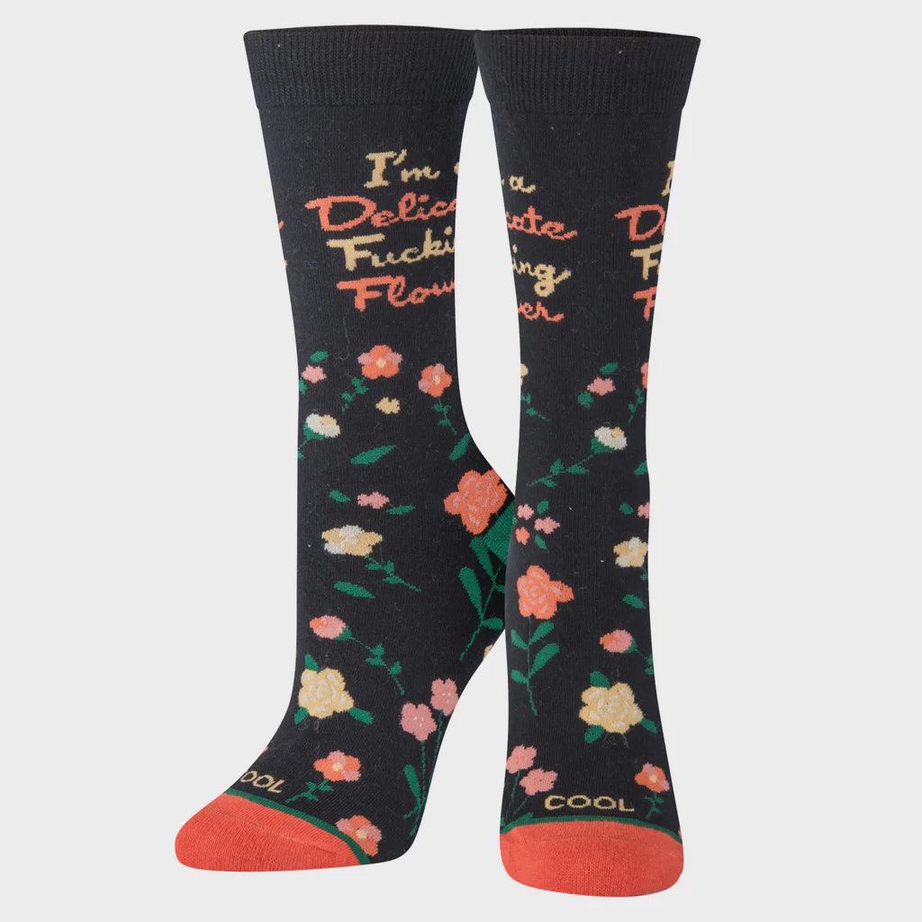 Womens Folded Crew - Delicate Flower