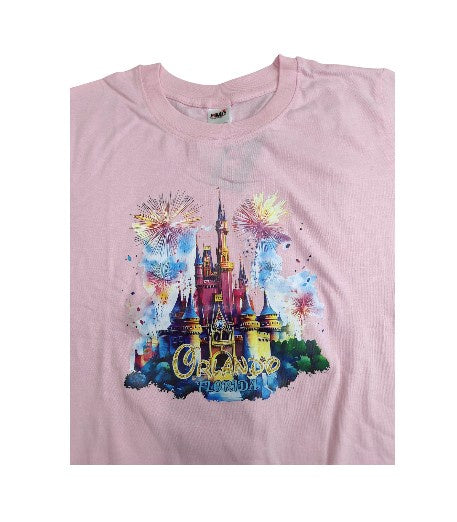 Orlando Fl Castle Adult T-Shirt - Soft Pink