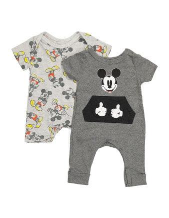 2-Piece Disney Mickey Short Sleeve Romper Grey