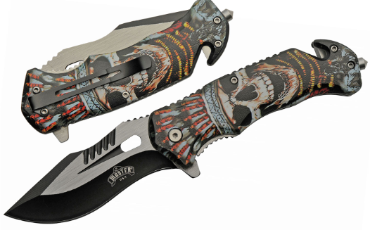4.5" Beaded Skull Folder