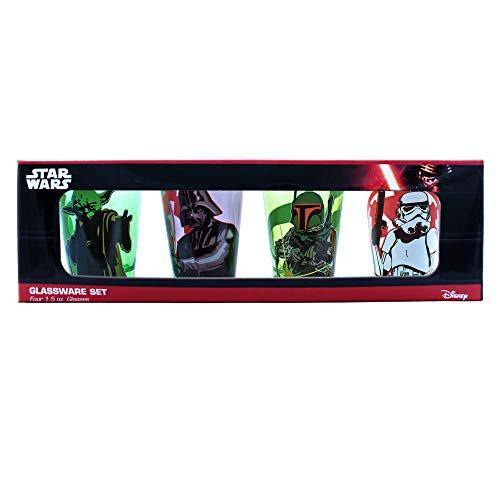 4 Pc Star Wars Character Colored Shot Glasses-Yoda, Darth Vader, Boba & Fett