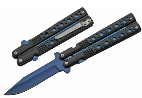 4.5" Blue Fly Folding Knife With Liner Lock