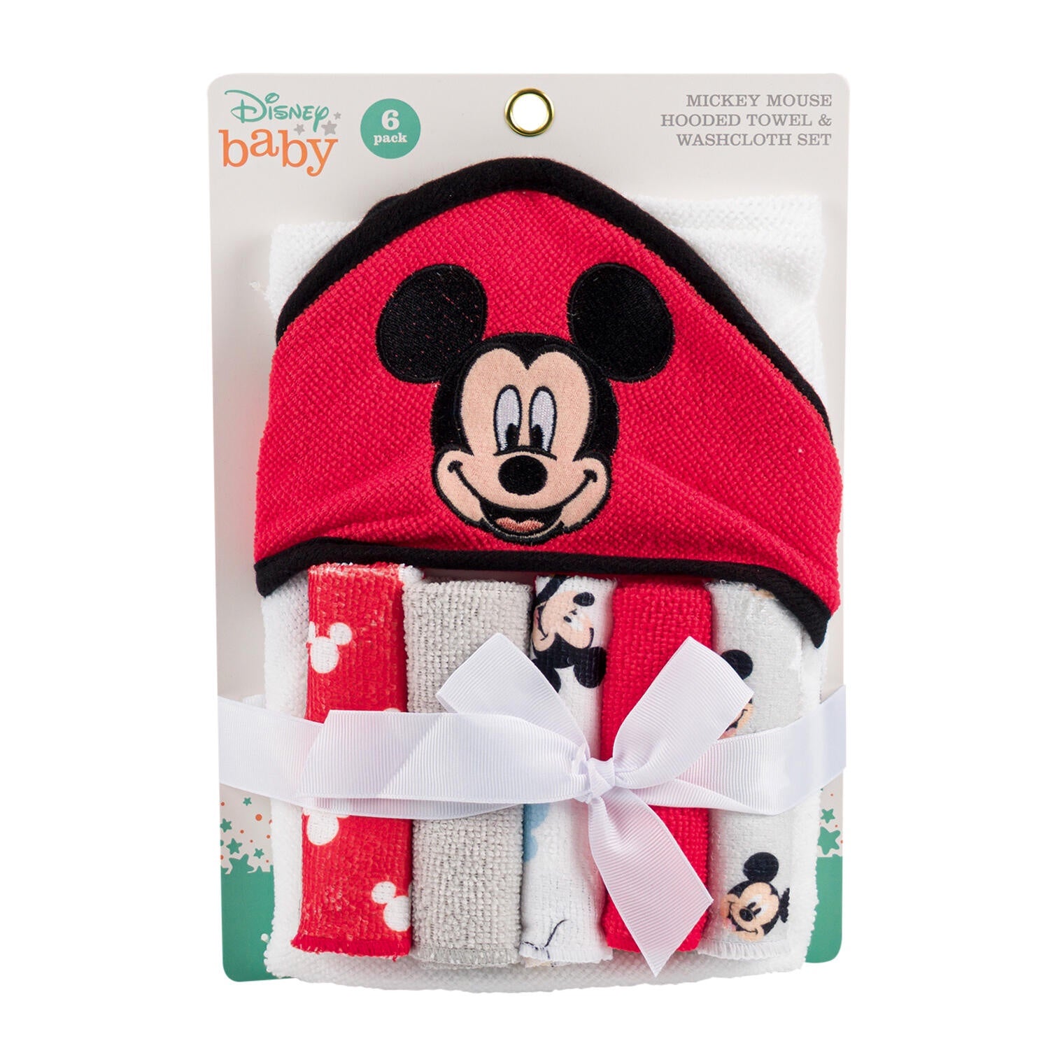 Mickey Mouse Hooded Towel and Washcloth 6pc
