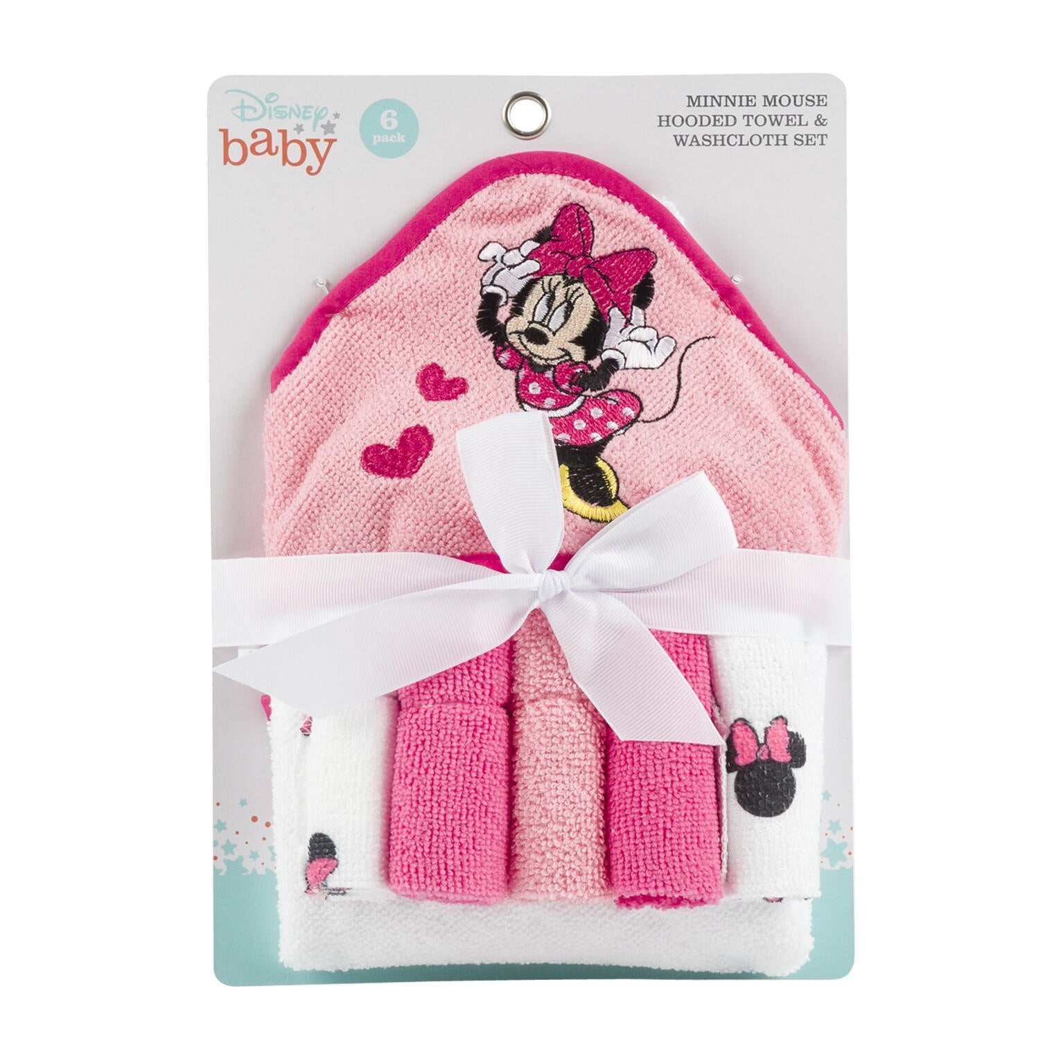 Minnie Mouse Hooded Towel and Washcloth 6pc