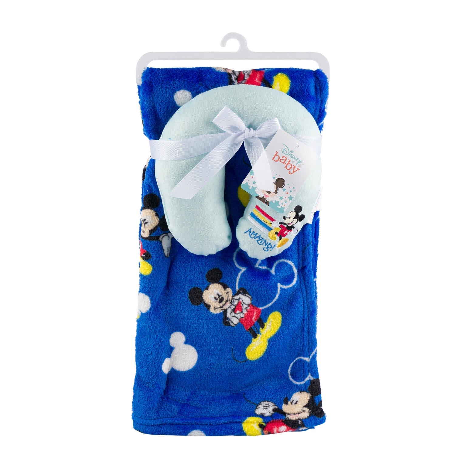 Disney Baby Mickey Mouse Blanket and Great Headrest Pillow for Travel