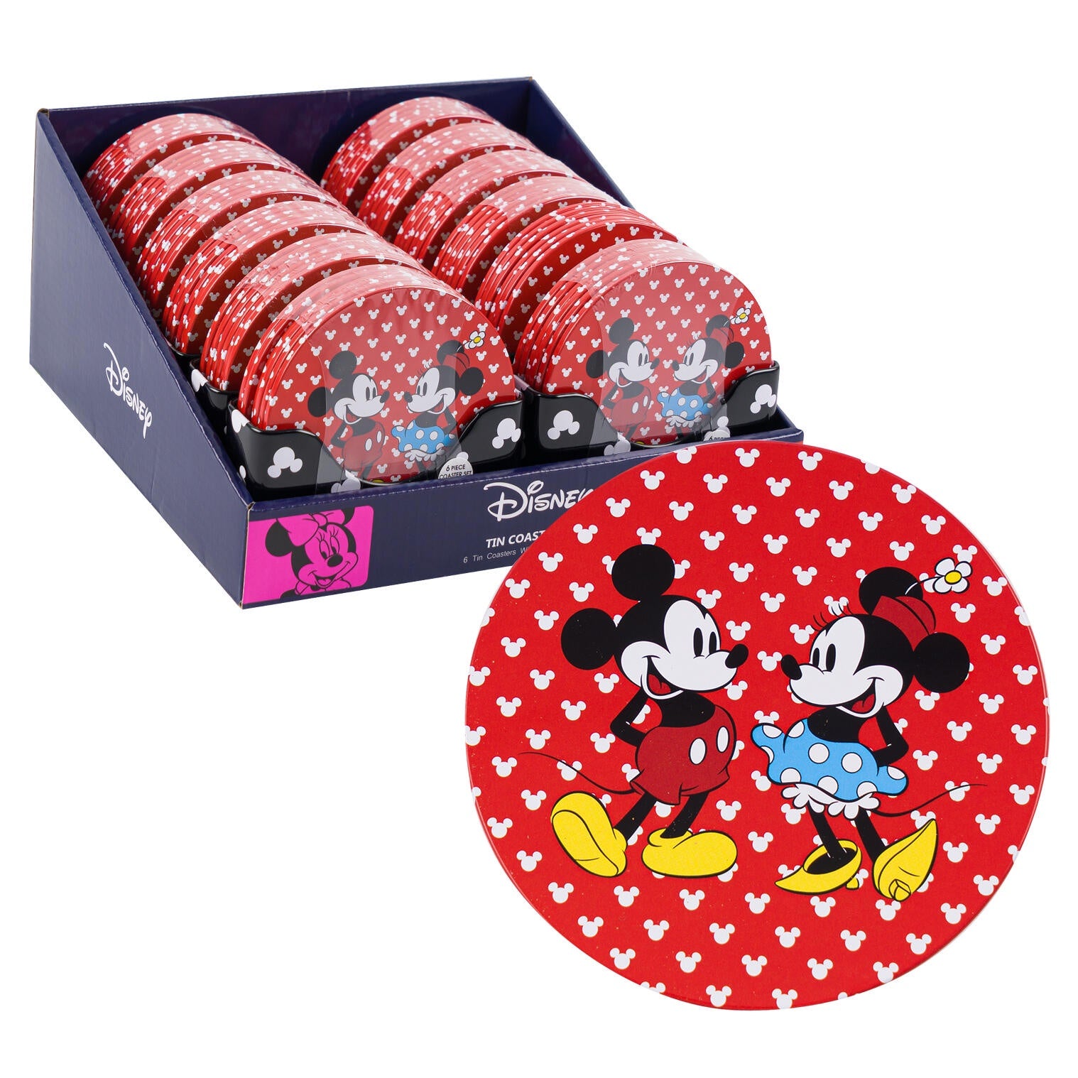 Love in Air Mickey and Minnie  Round Coaster  Red 1pc