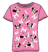 Tee Heather Pink Minnie Heads w/Glitter