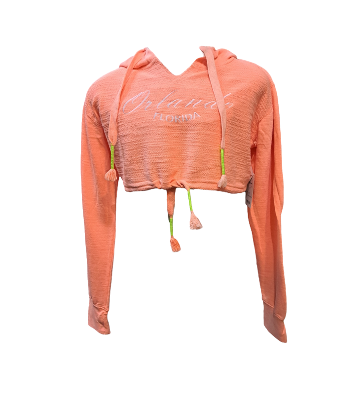 Orlando Orange Cropped V-Neck Hoodie
