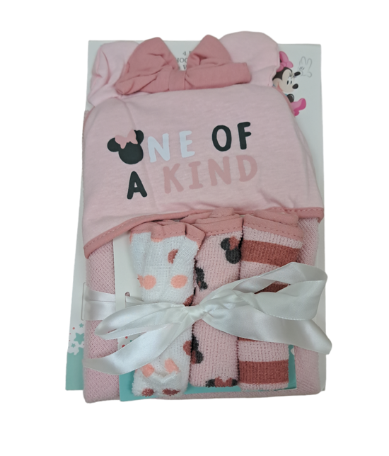 Disney Minnie One of A Kind 4 Set Hooded Towel & Washcloths PINK
