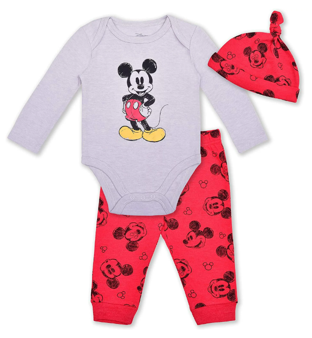 Disney Mickey L Sleeve bodysuit, Cap and Jogger Set
