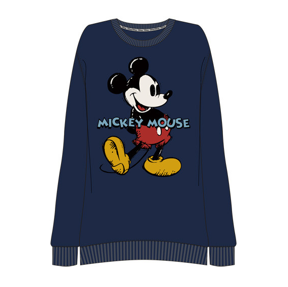 Adults Mickey Mouse Kick Across Pullover Crewneck Navy