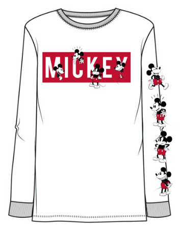 Adults Unisex Many Mickeys Long Sleeve White Tee