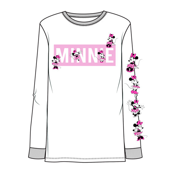 Disney Women's Many Minnie Mouse Long Sleeve Shirt White