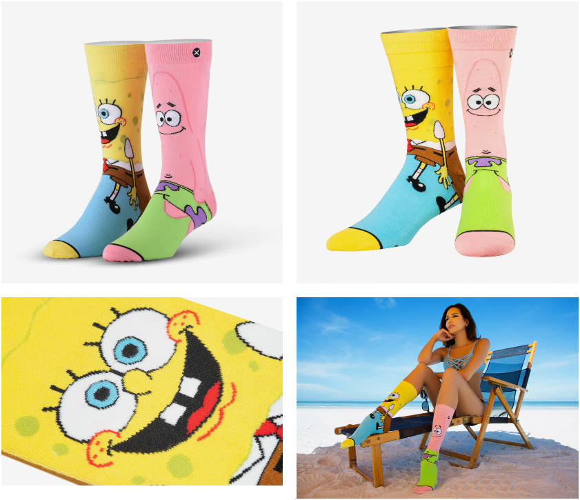 Mens Crew Straight Down - Knit - SpongeBob & Patrick