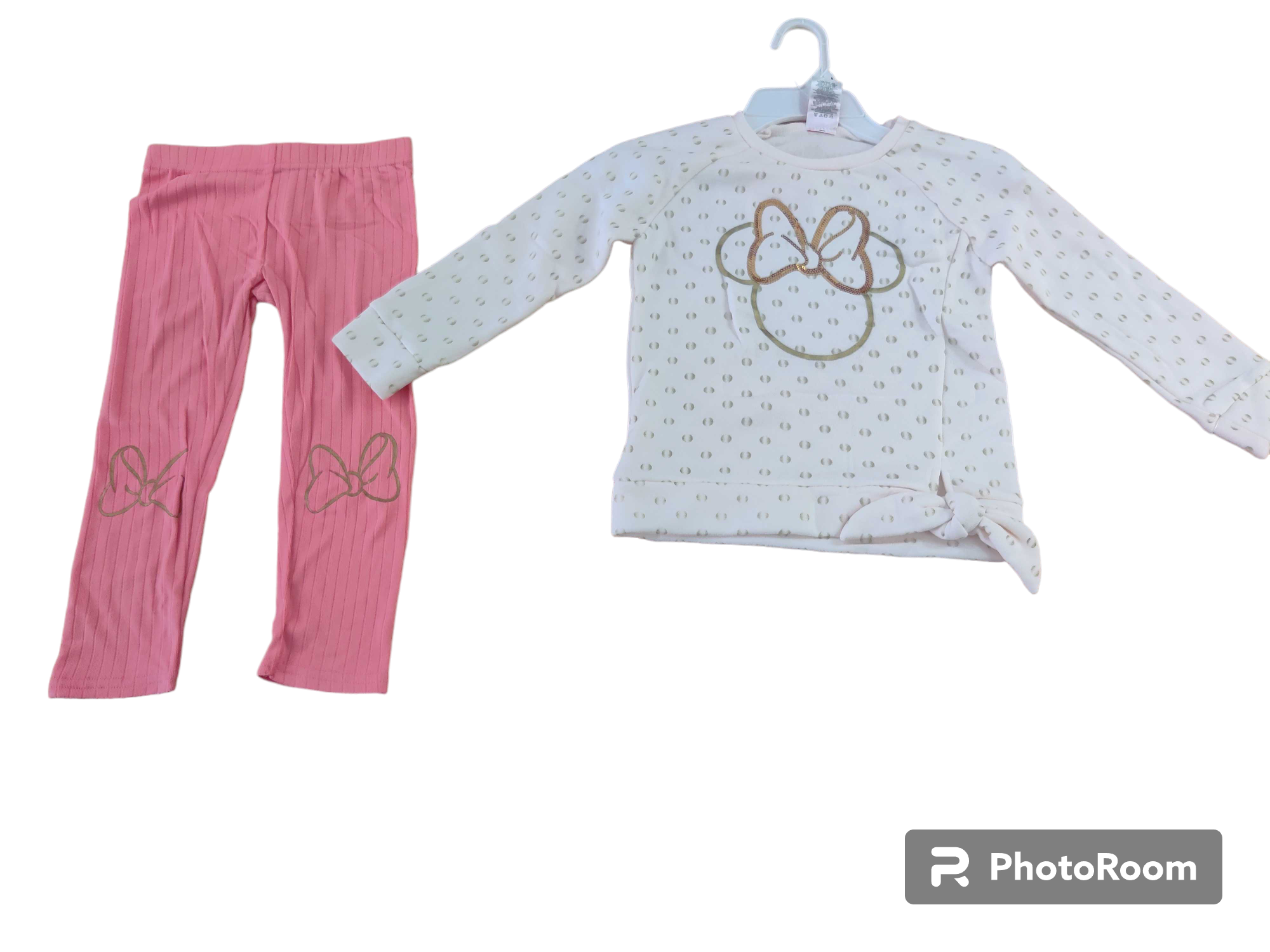 Disney Gold Minnie Logo Shirt with Pink Pants