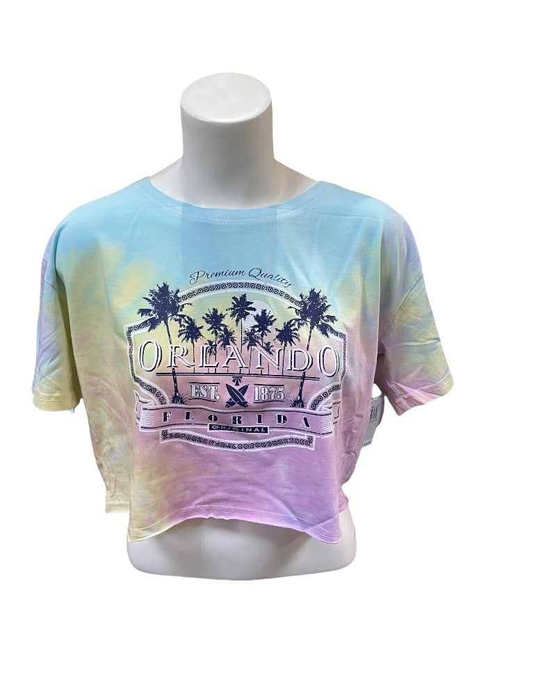 kaleidoscope colored Cropped Tie Dye Tee