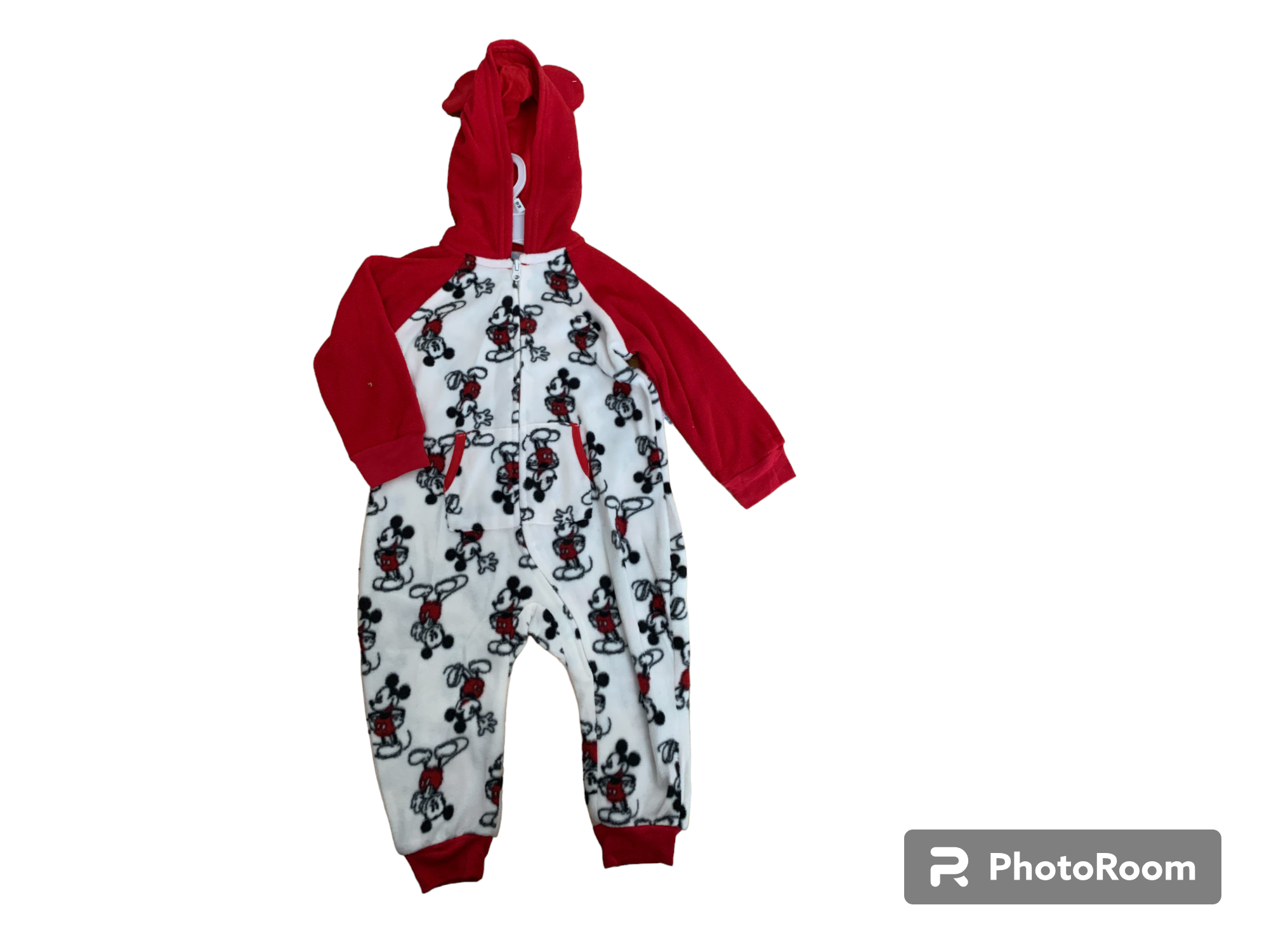 Red And White Mickey Mouse Hooded Onesie Mickey Ears Infant
