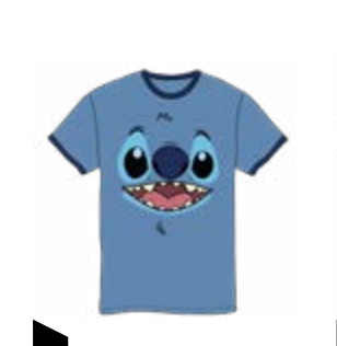 Disney Big Face Stitch Adult Ringer Tee Blue