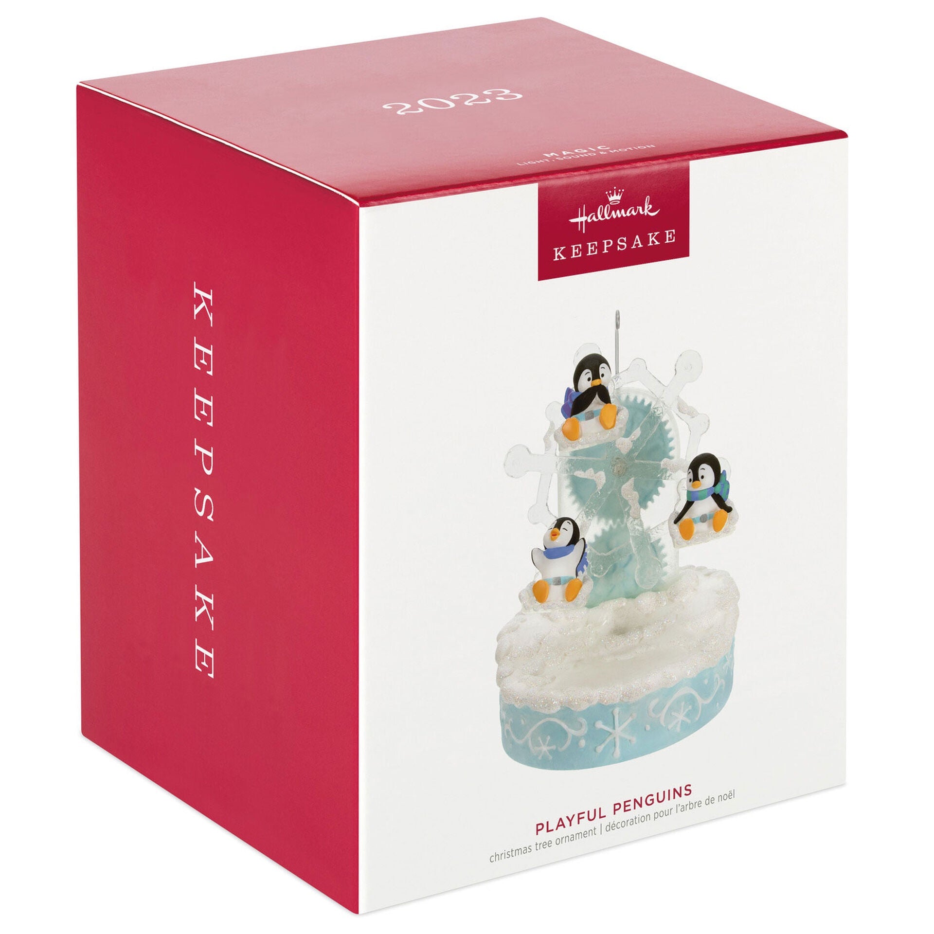 Playful Penguins on Ferris Wheel Musical Ornament With Light and Motion