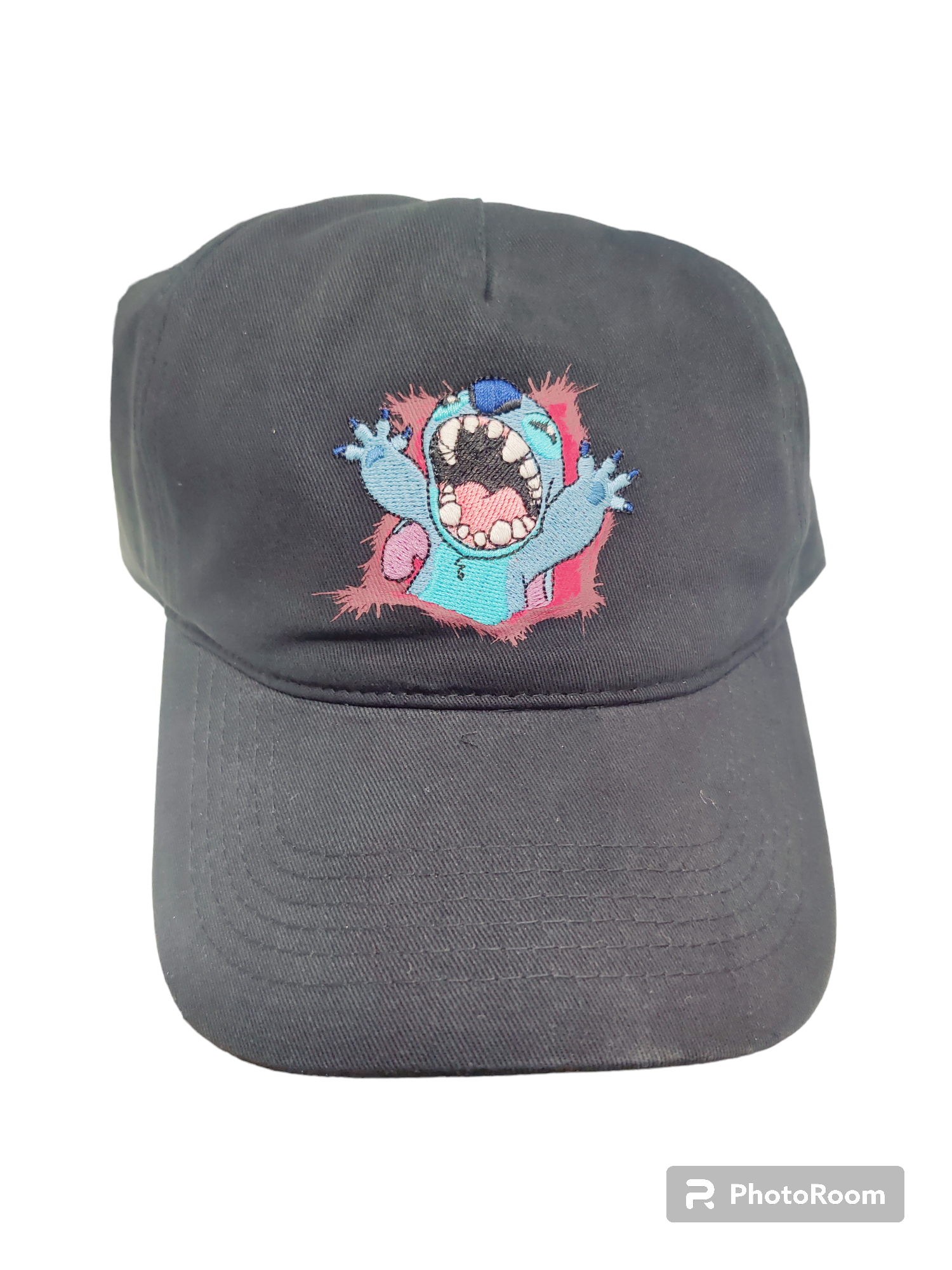 Stitch Distress Frayed Black Hat