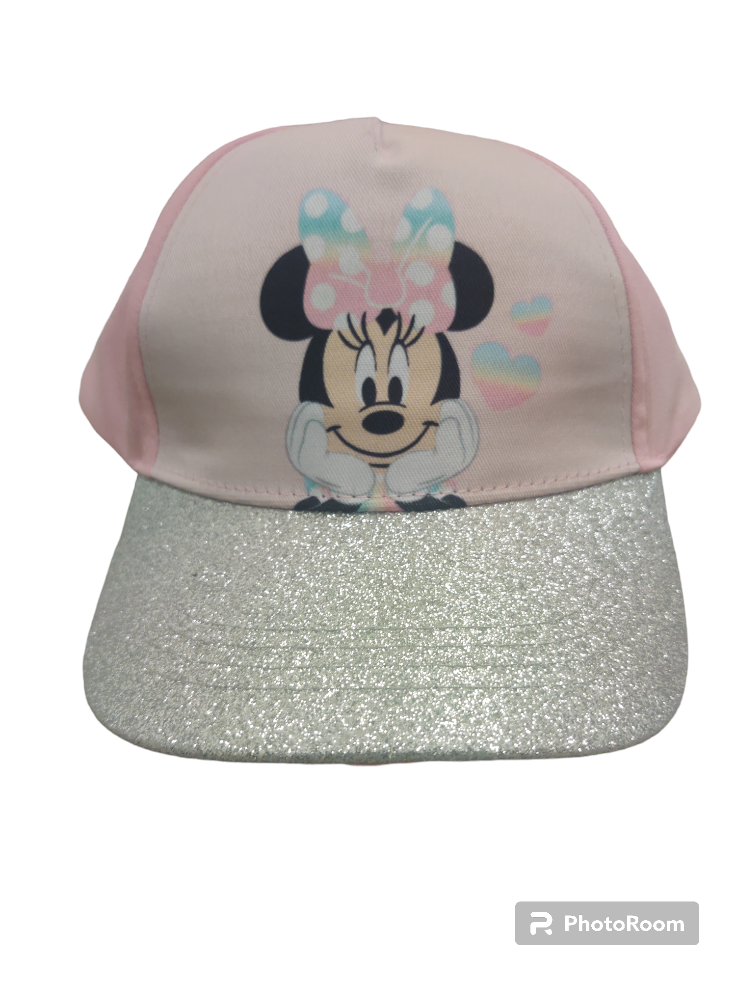 Minnie Mouse with Rainbow Heart and Glitter Hat