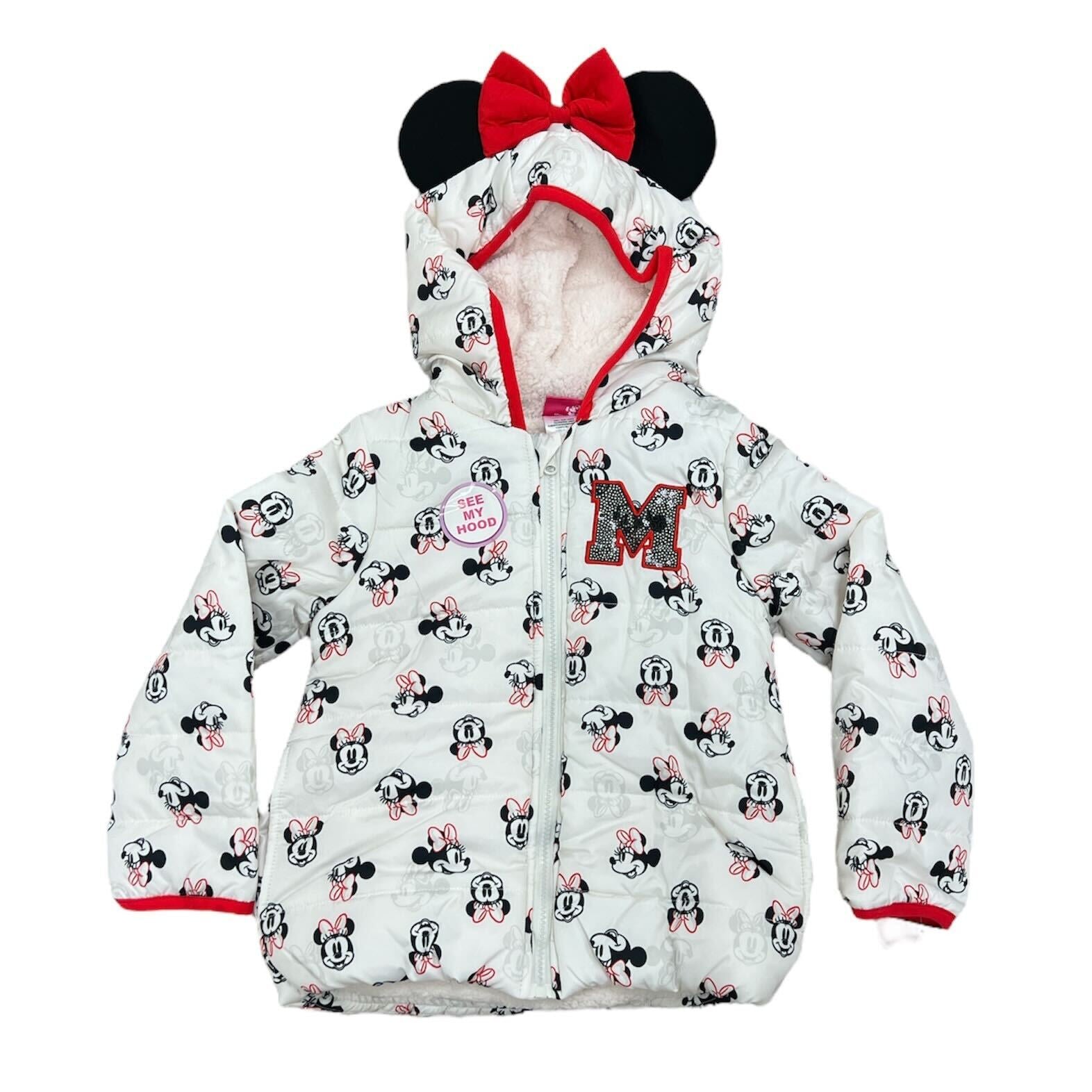 Kids Minnie Mouse Ears Red Bow Zipped Hoodie