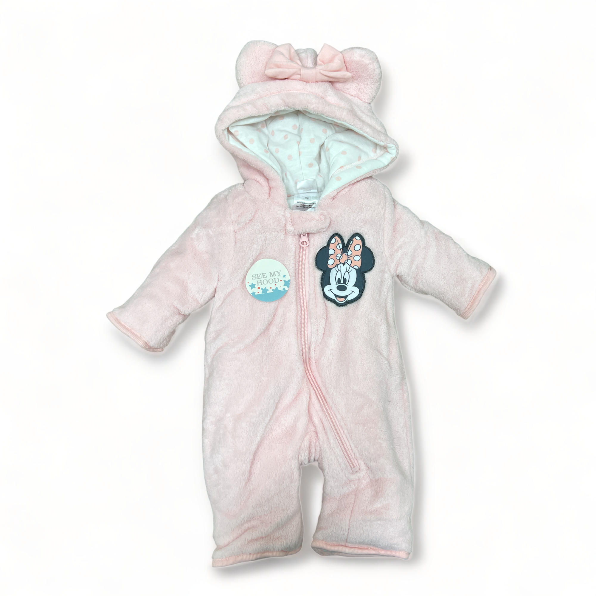Newborn Minnie Mouse Pink Onesie with Hoodie