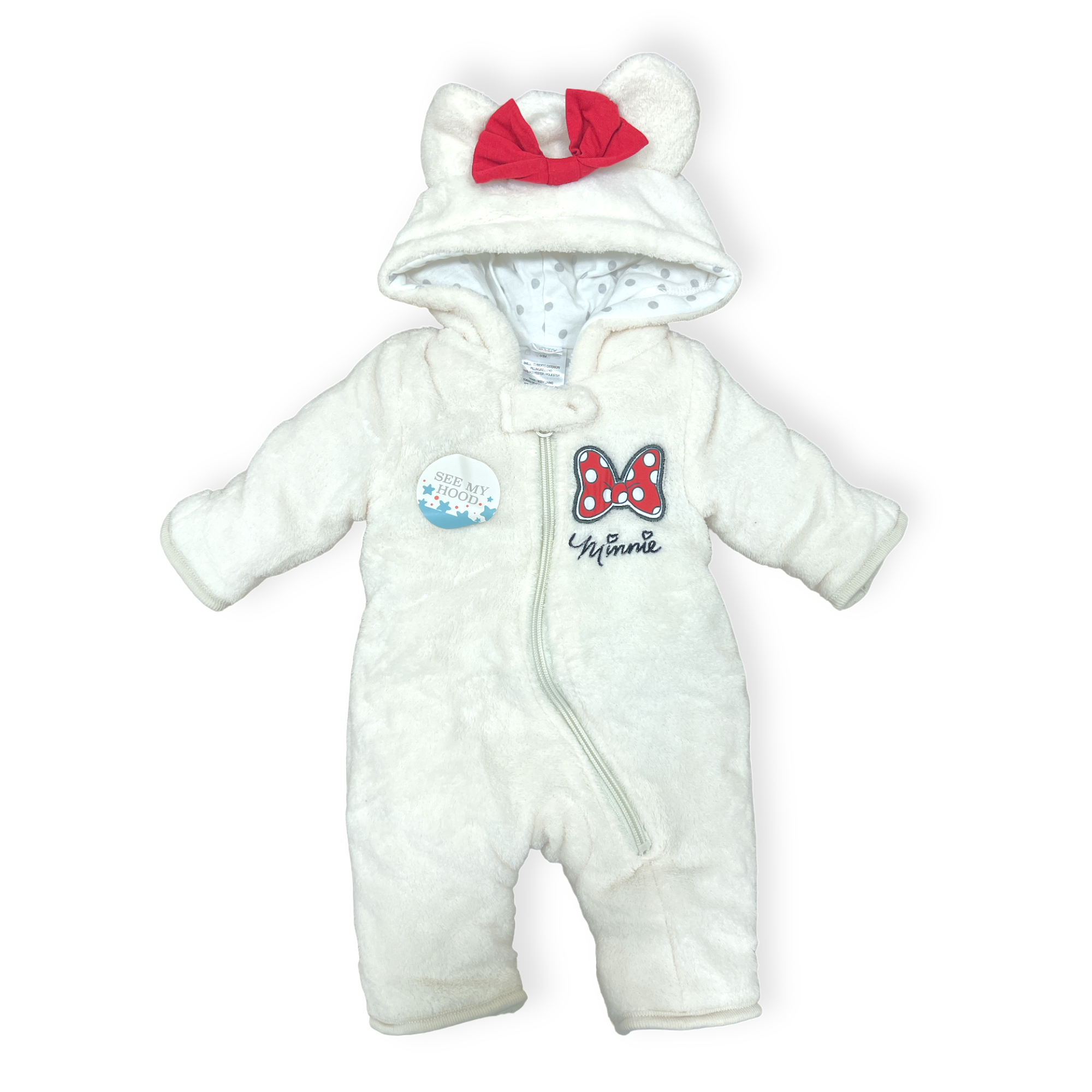Newborn Minnie Mouse White Onesie with Hoodie