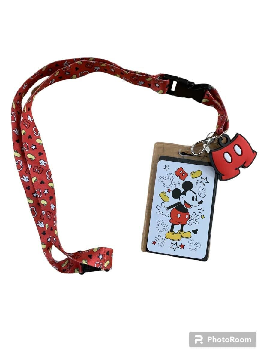 Disney Mickey Mouse Icons Lanyard W/ Charm And Card Holder