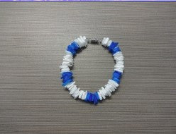 White & Neon Blue Chip Shell Bracelet