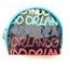 Orlando Round Coin Purse Neon Blue Rainbow