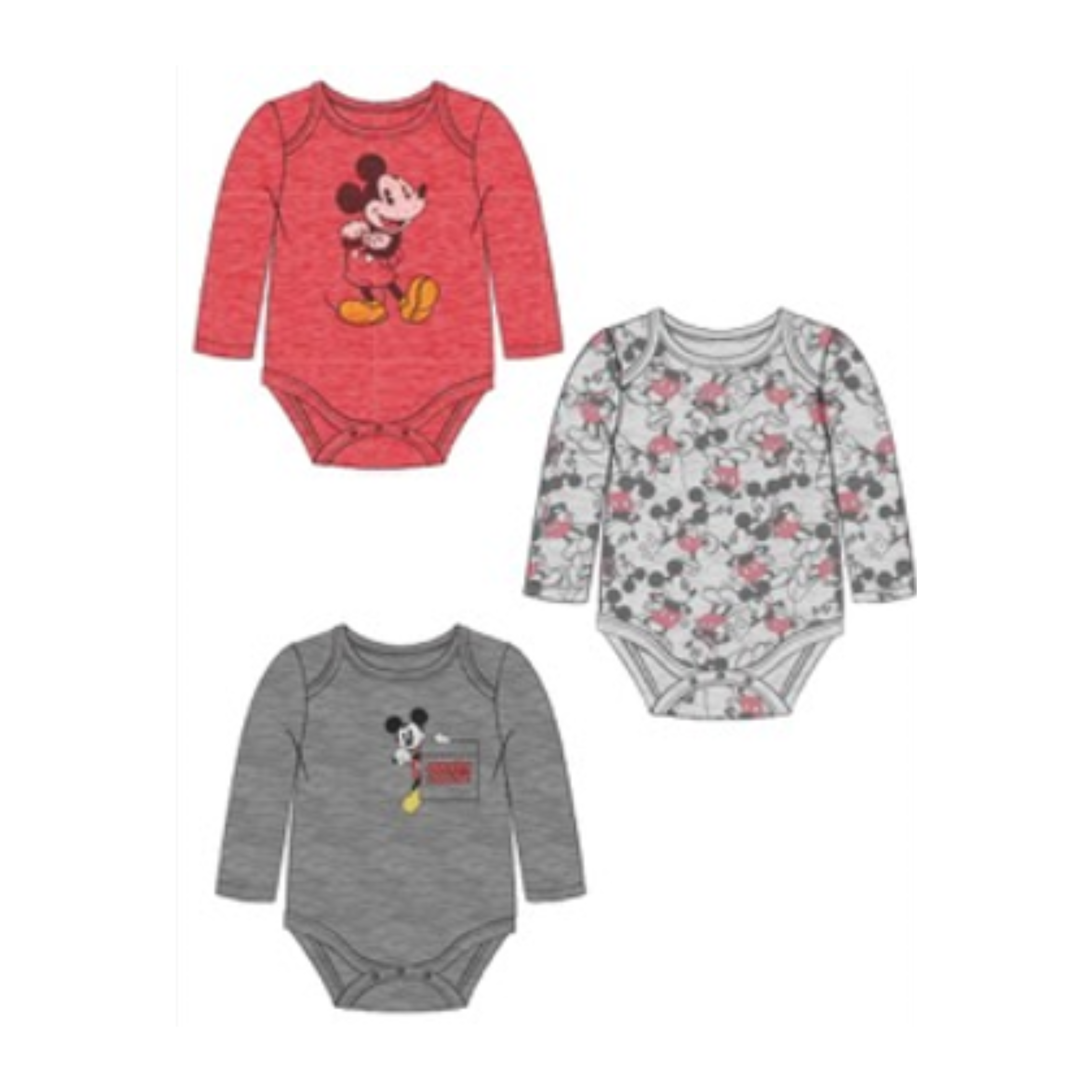 3 Pack Disney Classic Mickey Mouse Newborn Onesie