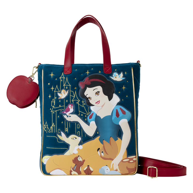 Disney Snow White Classic Apple Quilted Velvet Tote Bag With Coin Bag