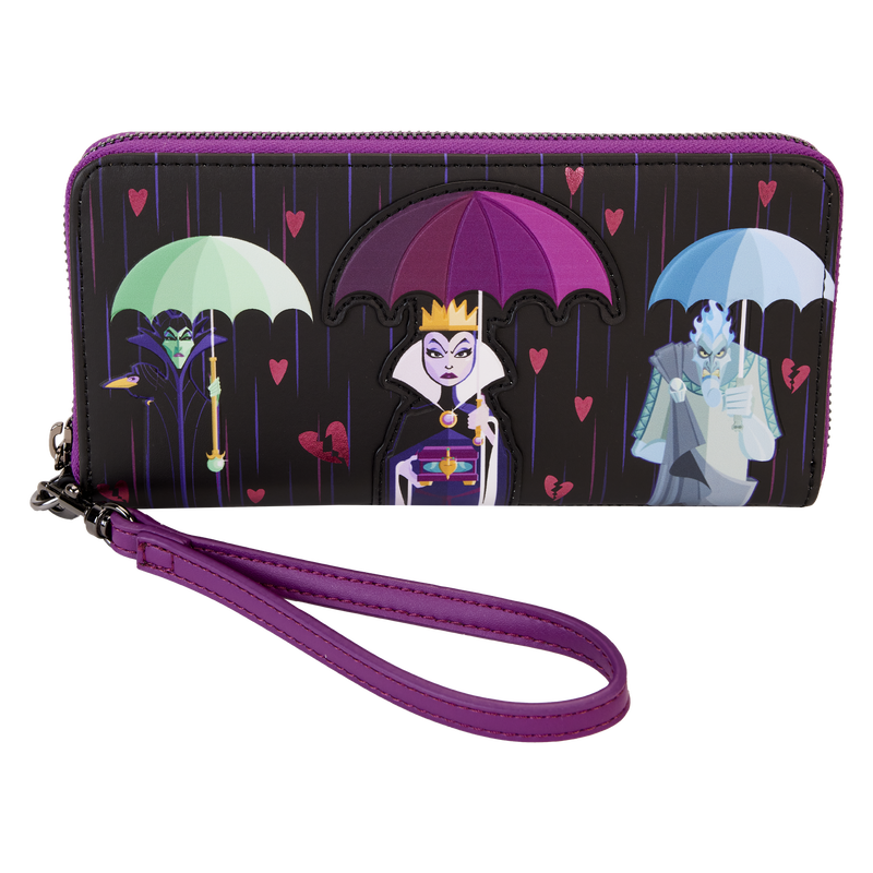 Disney Villains Curse Your Hearts Zip Around Wristlet Wallet