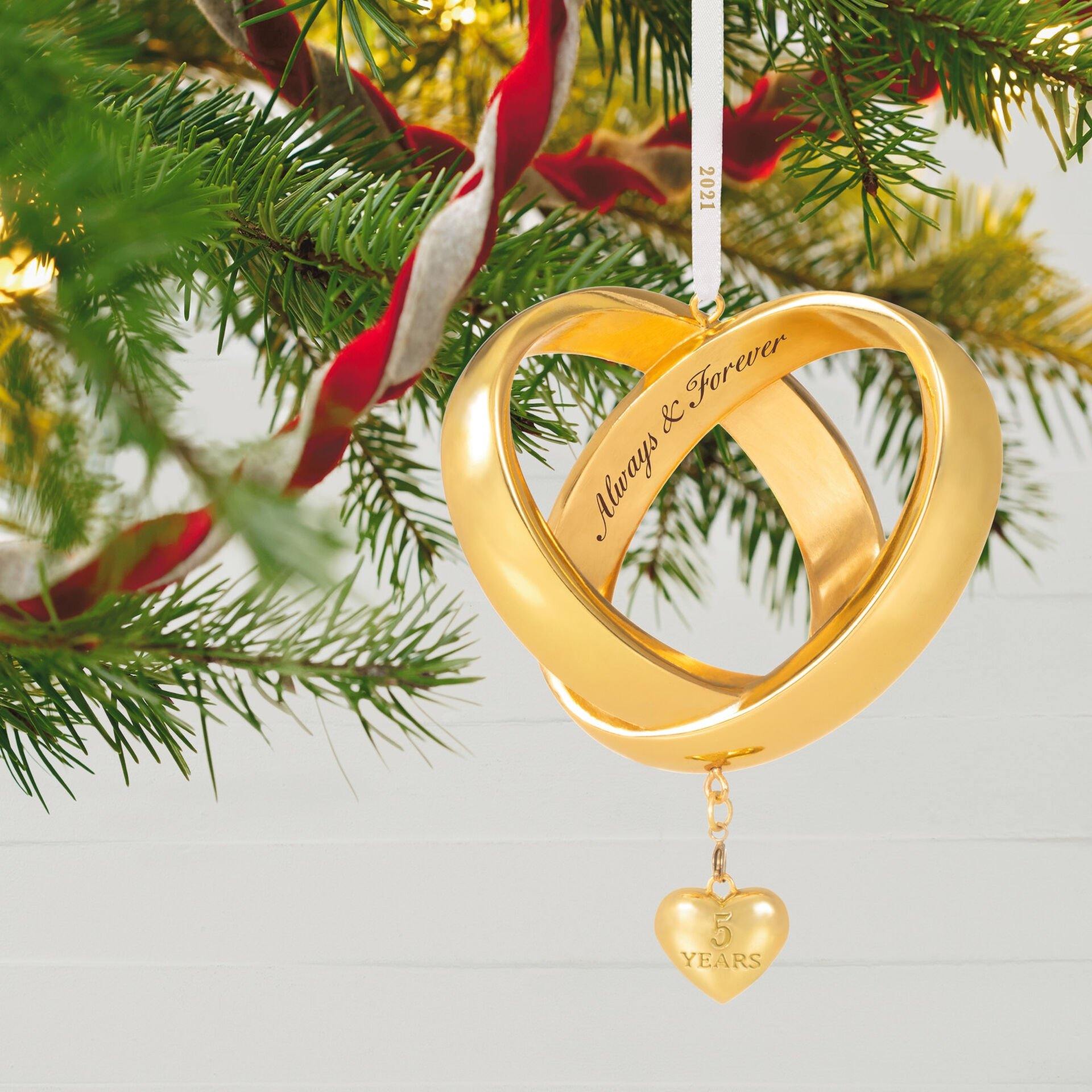 Always & Forever Anniversary Intertwined Wedding Bands Metal Ornament