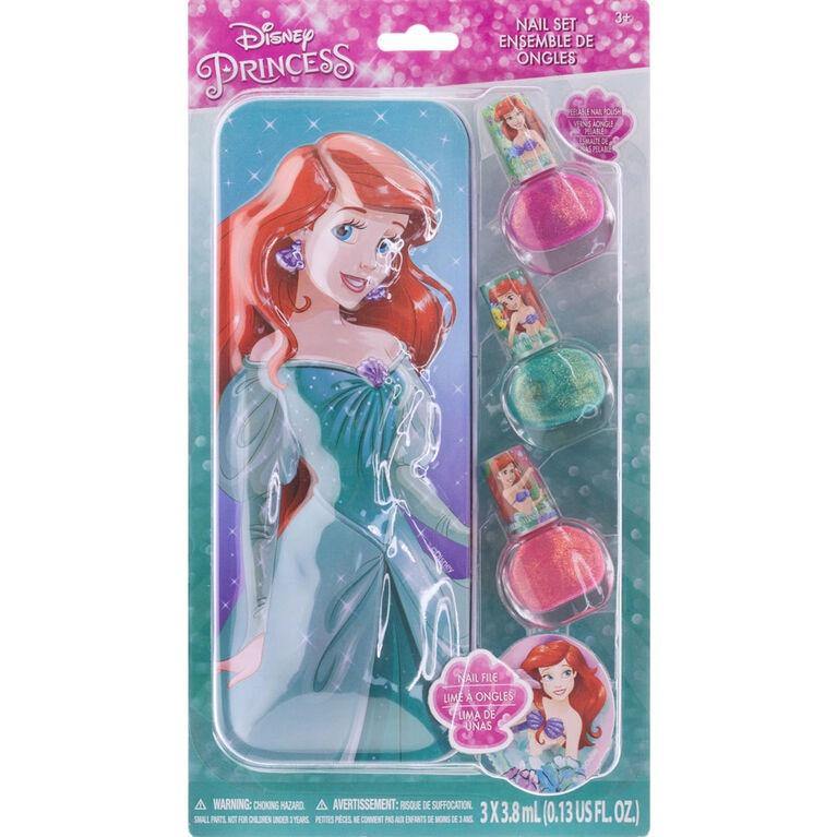 Ariel 3pk Nail Polish Set with Large Tin on Card