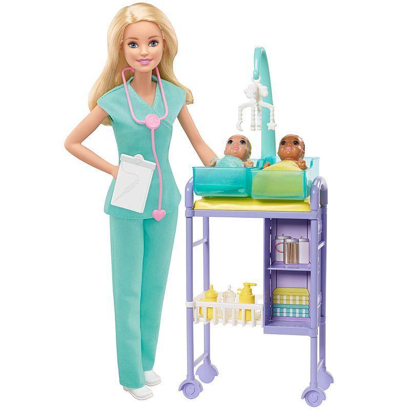 Barbie Baby Doctor Playset with Blonde Doll, 2 Infant Dolls Exam Table and Accessories