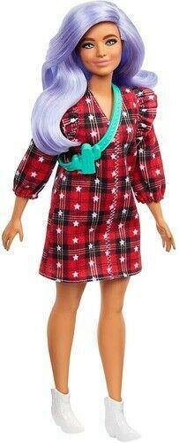 Barbie Fashionistas Curvy with Lavender Hair/ Red Plaid Dress