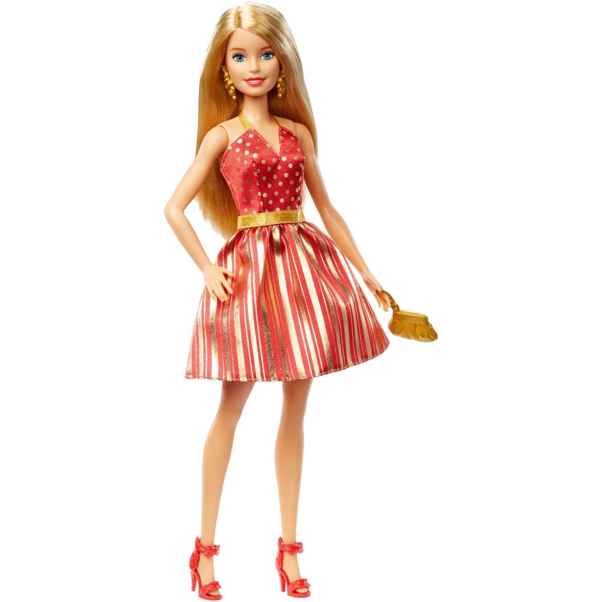 Barbie Holiday Doll with Red and Gold Dress | NEW