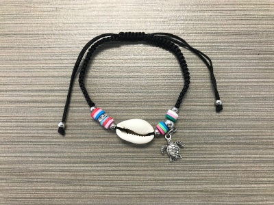 Cowry Macrame Bracelet with Turtle Charm