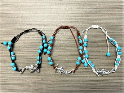 Hammerhead Shark Pendant on Woven Cotton Bracelet
