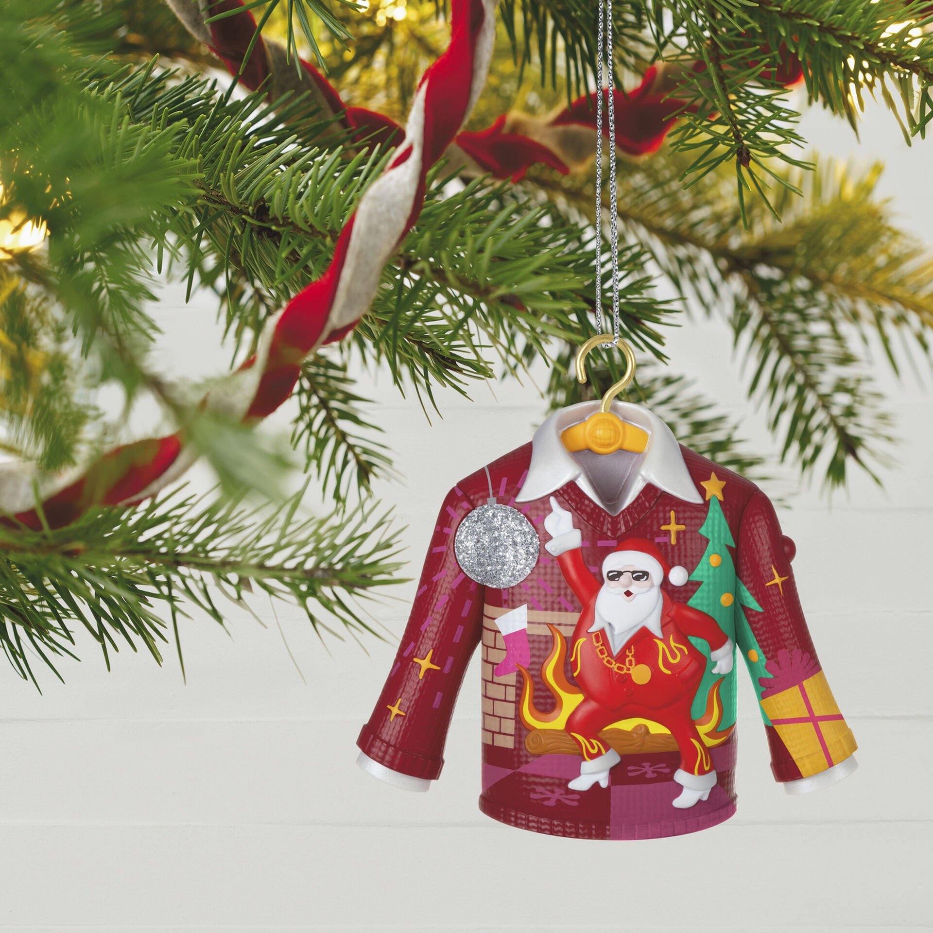 Disco Inferno Santa Crazy Christmas Sweater Musical Ornament