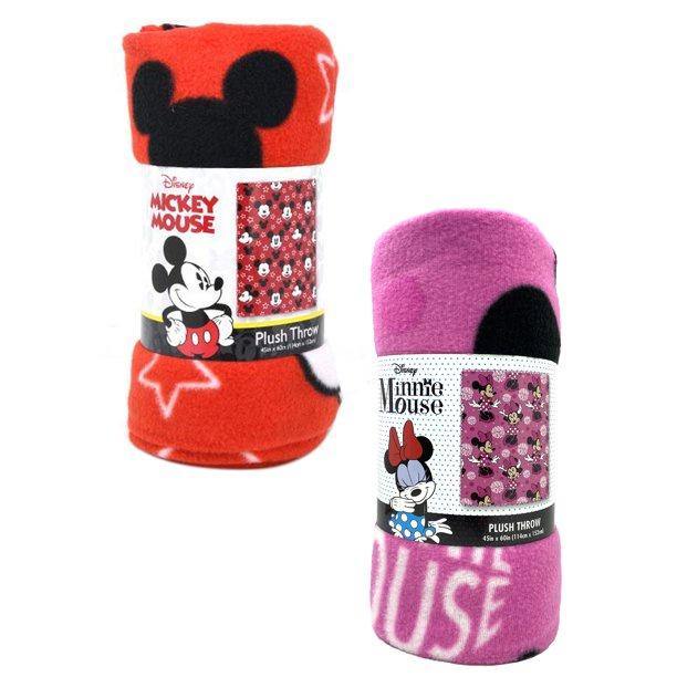 Disney Mickey & Minnie Mouse 45" x 55" Throw Blankets 2-Pack